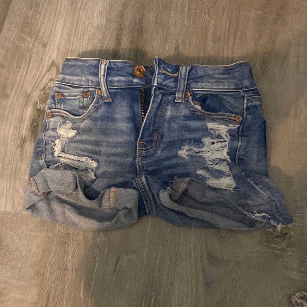 American eagle blue ripped jean shorts
